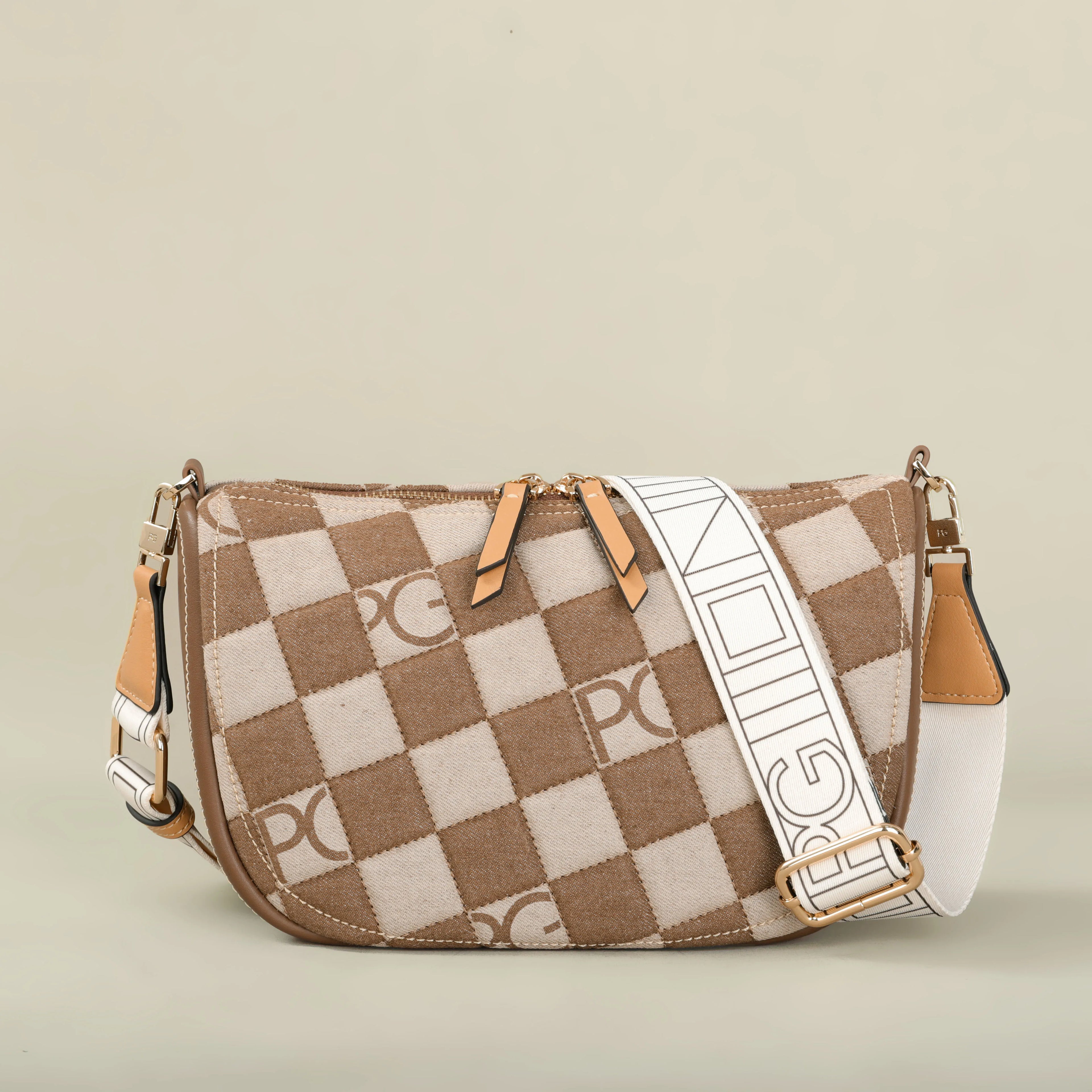 Quilted Crossbody Bag for Women - Gold Chain Strap