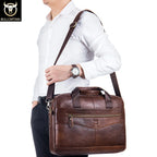Men's Genuine Leather Briefcase for 14-Inch Laptop