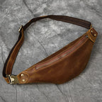Men's Crazy Horse Leather Fanny Pack - Vintage Waist Bag