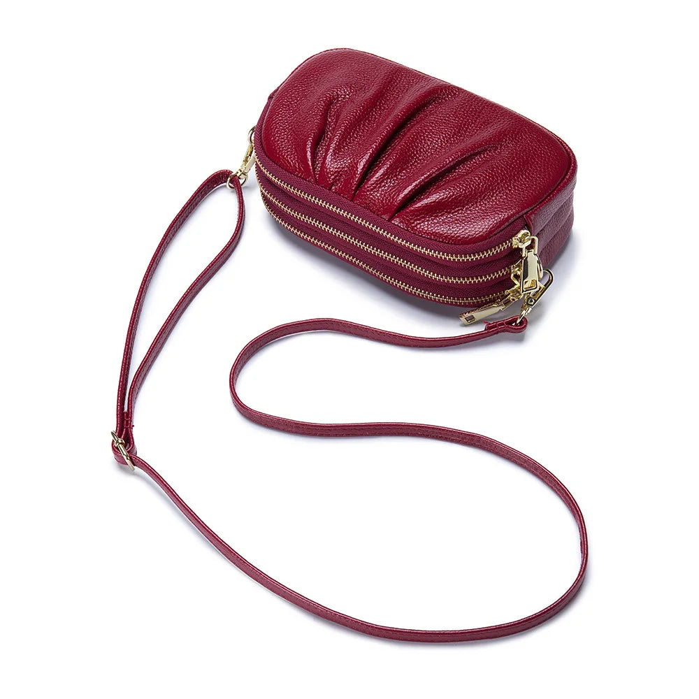 Women's Triple-Zip Crossbody Bag - Soft PU Leather