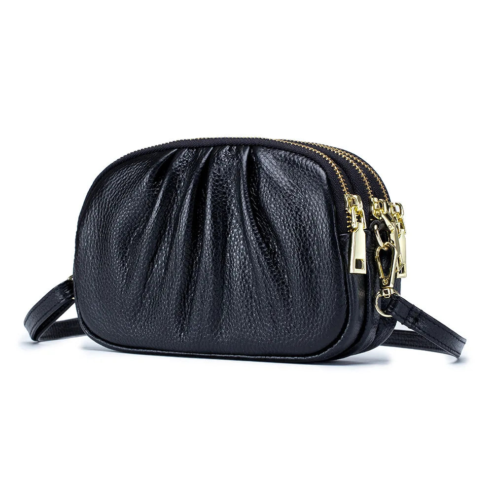 Women's Triple-Zip Crossbody Bag - Soft PU Leather