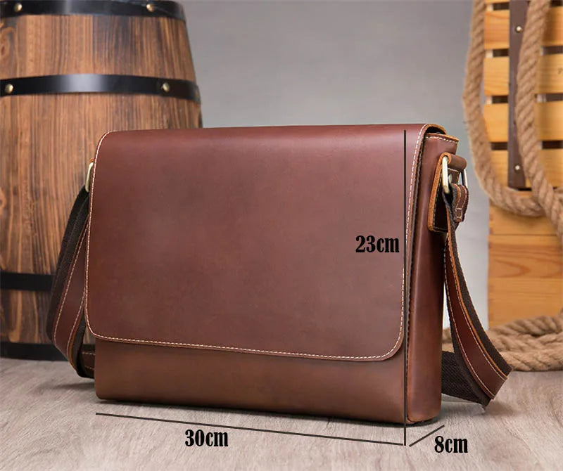 Luufan Crazy Horse Leather Messenger Bag - Fits 15.6-inch Laptop