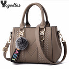 Women's Embroidered Top-Handle Bag - PU Leather