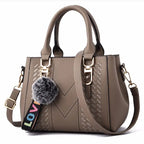 Women's Embroidered Top-Handle Bag - PU Leather