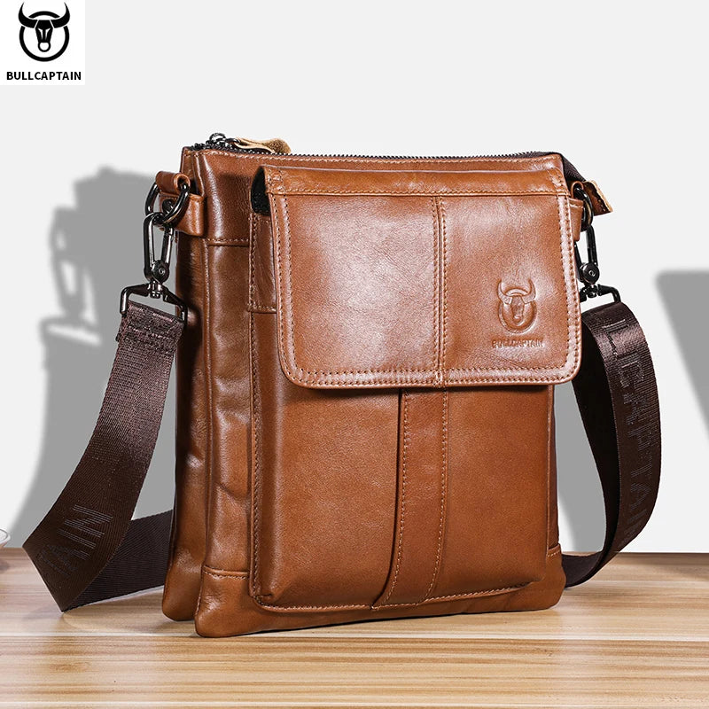 Men's Large Crossbody Bag in Genuine Cowhide Leather