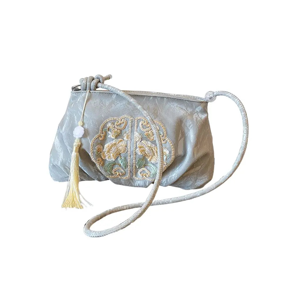 Floral Embroidered Canvas Tote Bag - Large Capacity