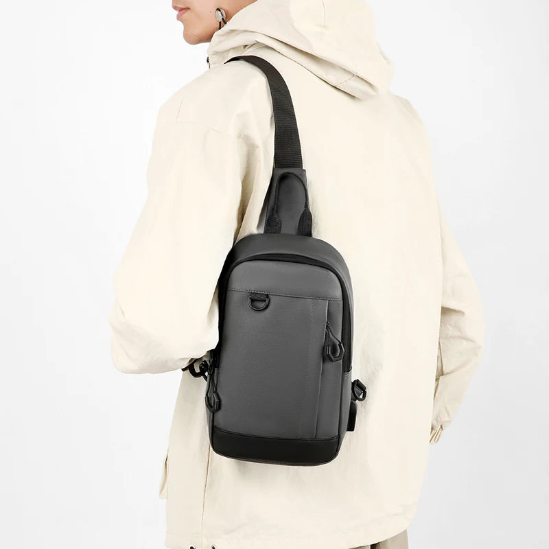 Men's Compact Anti-Theft Sling Bag - USB Chest & Crossbody Pack