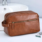 Men's PU Leather Toiletry Bag - Waterproof Travel Organizer