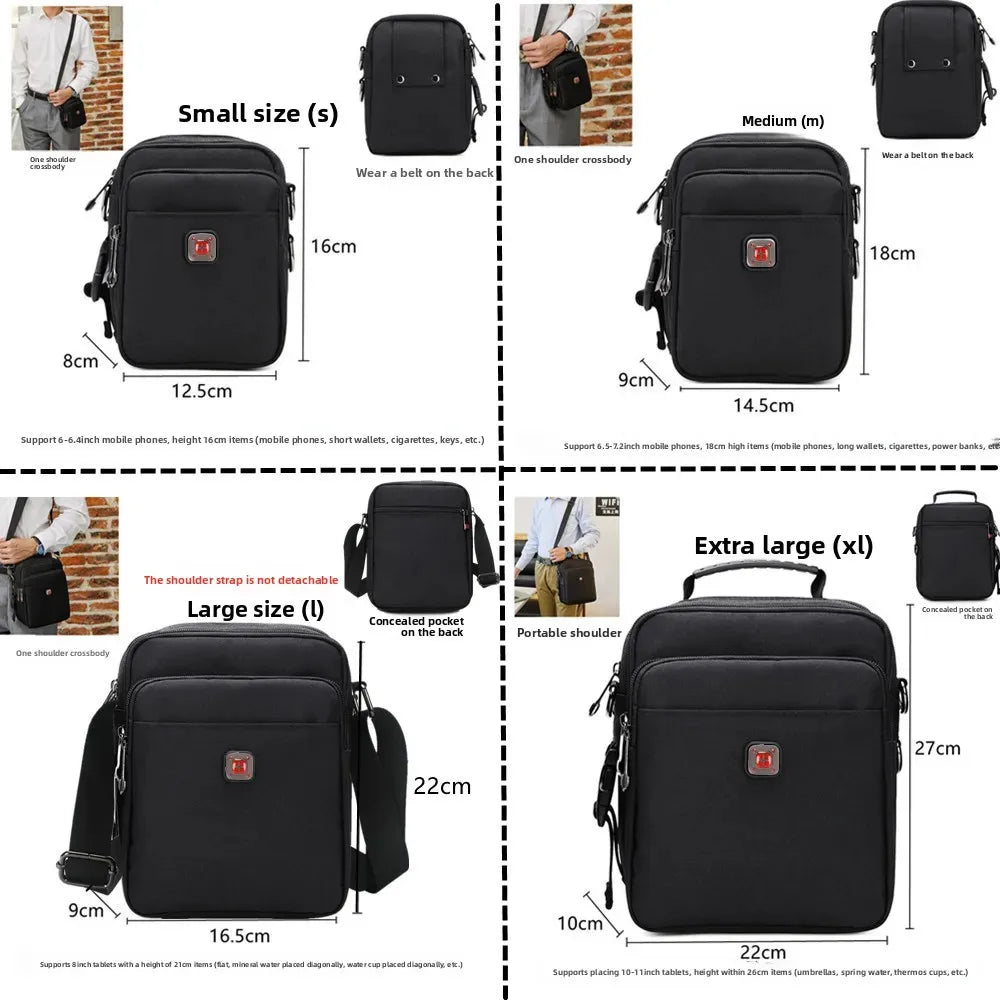 Men's Large Waterproof Messenger Bag - Oxford Nylon