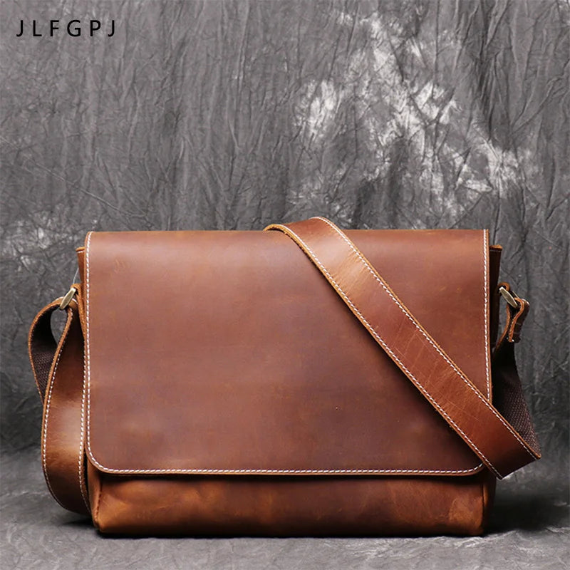 Men's Retro Leather Messenger Bag - Fits 14-inch Laptop