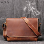 Men's Retro Leather Messenger Bag - Fits 14-inch Laptop