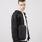 Men's Vertical Crossbody Bag - 100% Genuine Cowhide Leather