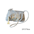 Floral Embroidered Canvas Tote Bag - Large Capacity