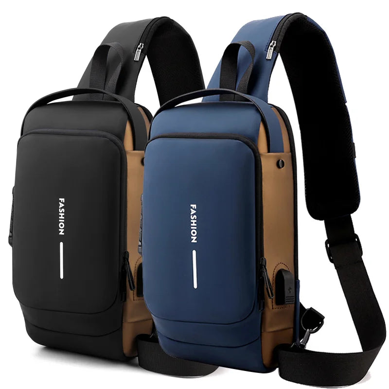 Unisex Anti-Theft Sling Bag in Genuine Leather