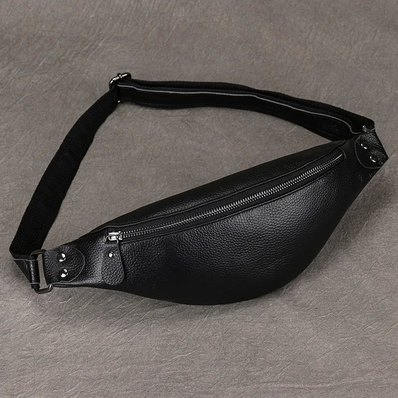 Men's Crazy Horse Leather Fanny Pack - Vintage Waist Bag