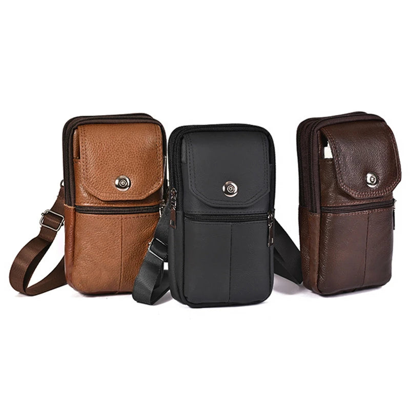 Men's Small Messenger Bag in Genuine Cowhide Leather