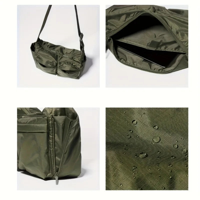 Unisex Water-Resistant Nylon Crossbody Backpack – Lightweight Commuter Messenger