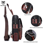 BULLCAPTAIN Men's Genuine Leather Sling Bag - Anti-Theft Chest & Crossbody