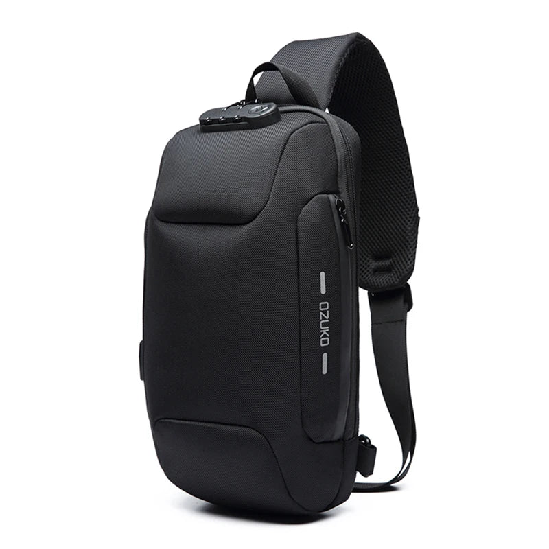 Men's Anti-Theft Sling Bag with TSA Lock & USB Port