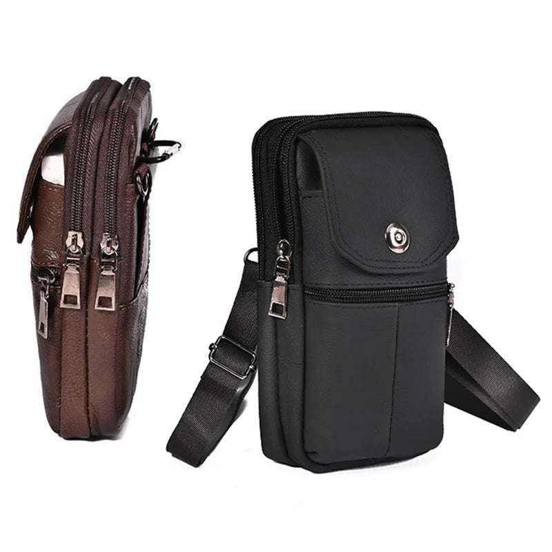 Men's Multi-Pocket Messenger Bag in Genuine Cowhide