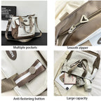 Large Unisex Messenger Bag for Students - Multi-Pocket Nylon
