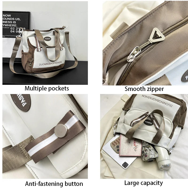 Large Unisex Messenger Bag for Students - Multi-Pocket Nylon