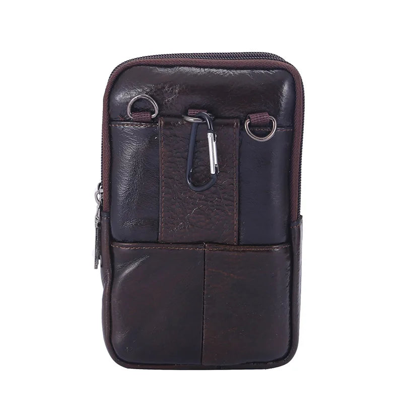 Men's Small Messenger Bag in Genuine Cowhide Leather