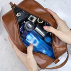 Men's PU Leather Toiletry Bag - Waterproof Travel Organizer