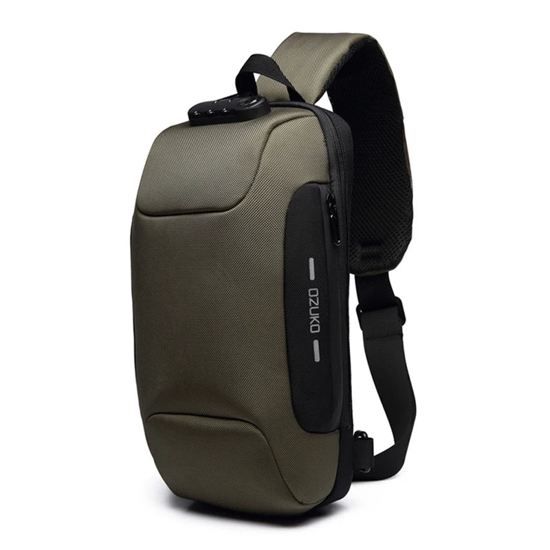 Men's Anti-Theft Sling Bag with TSA Lock & USB Port