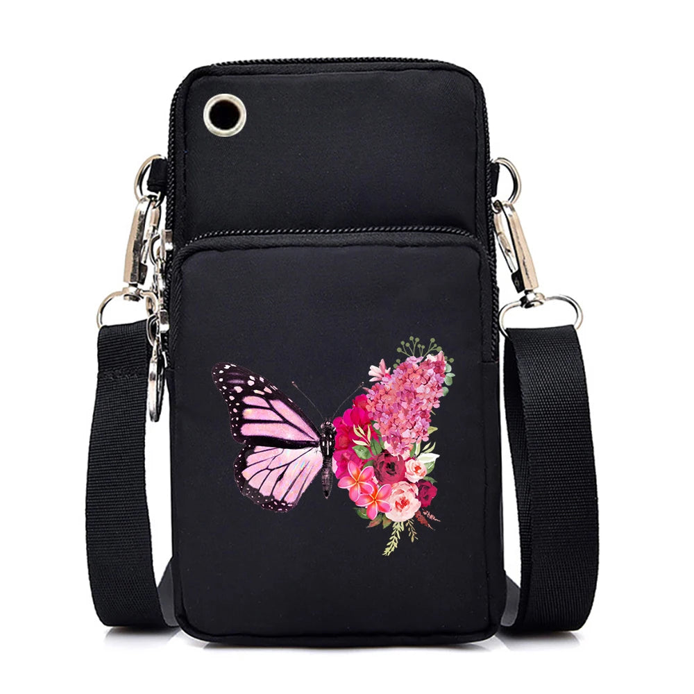 Watercolor Butterfly Phone Crossbody Bag - Mini Wallet Style