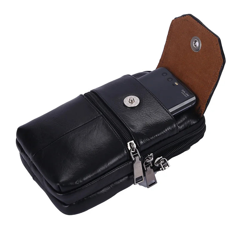 Men's Multi-Pocket Messenger Bag in Genuine Cowhide