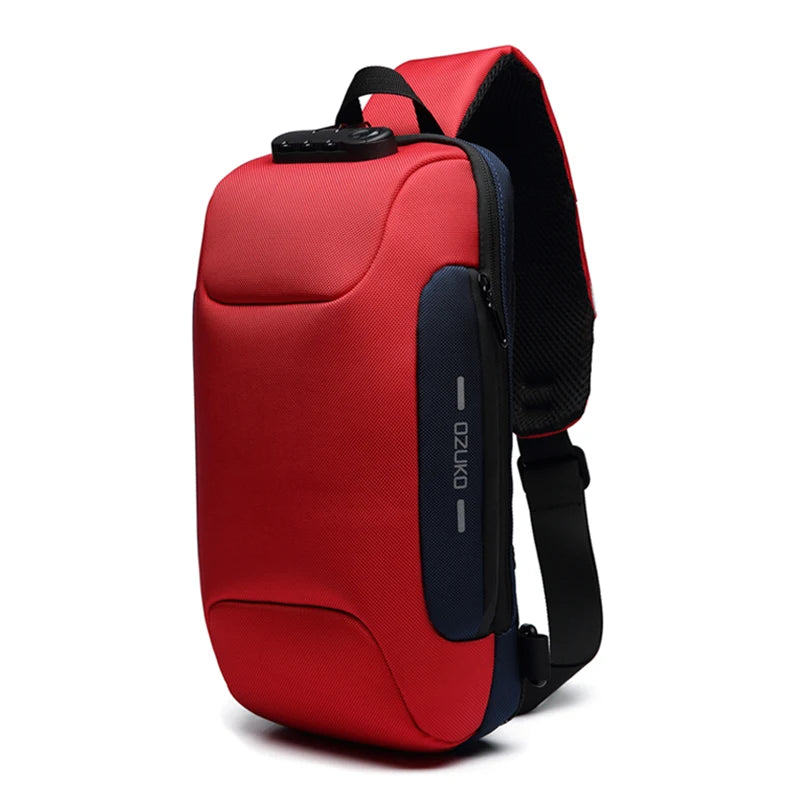 Men's Anti-Theft Sling Bag with TSA Lock & USB Port