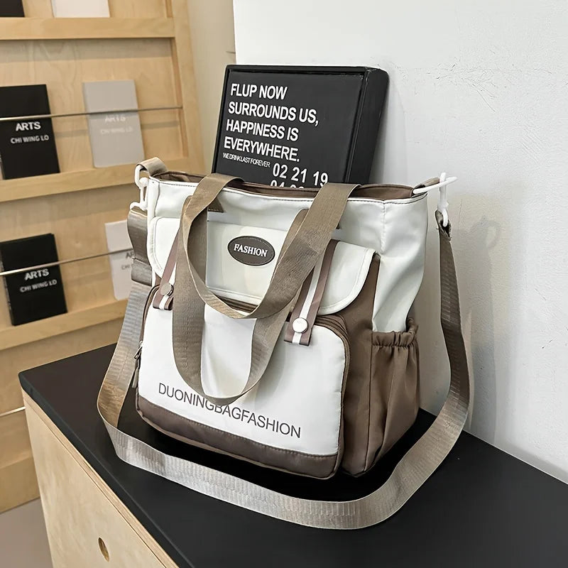 Large Unisex Messenger Bag for Students - Multi-Pocket Nylon