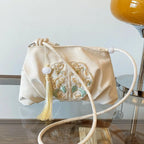 Floral Embroidered Canvas Tote Bag - Large Capacity