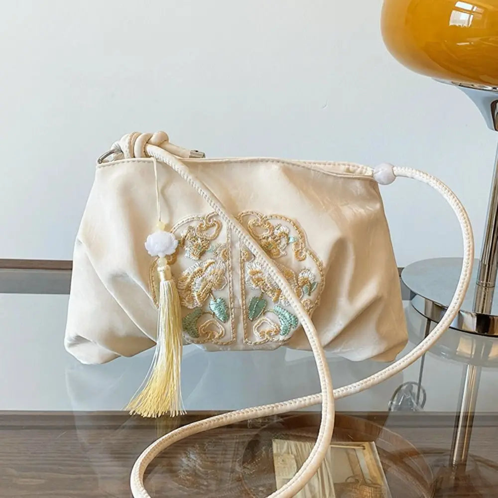 Floral Embroidered Canvas Tote Bag - Large Capacity