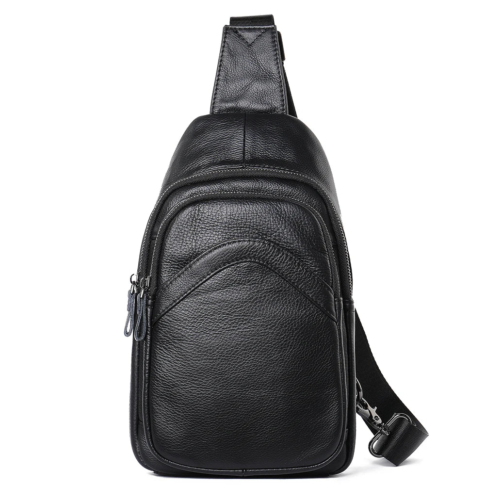 Men's Genuine Leather Sling Bag - Crossbody Chest Pack