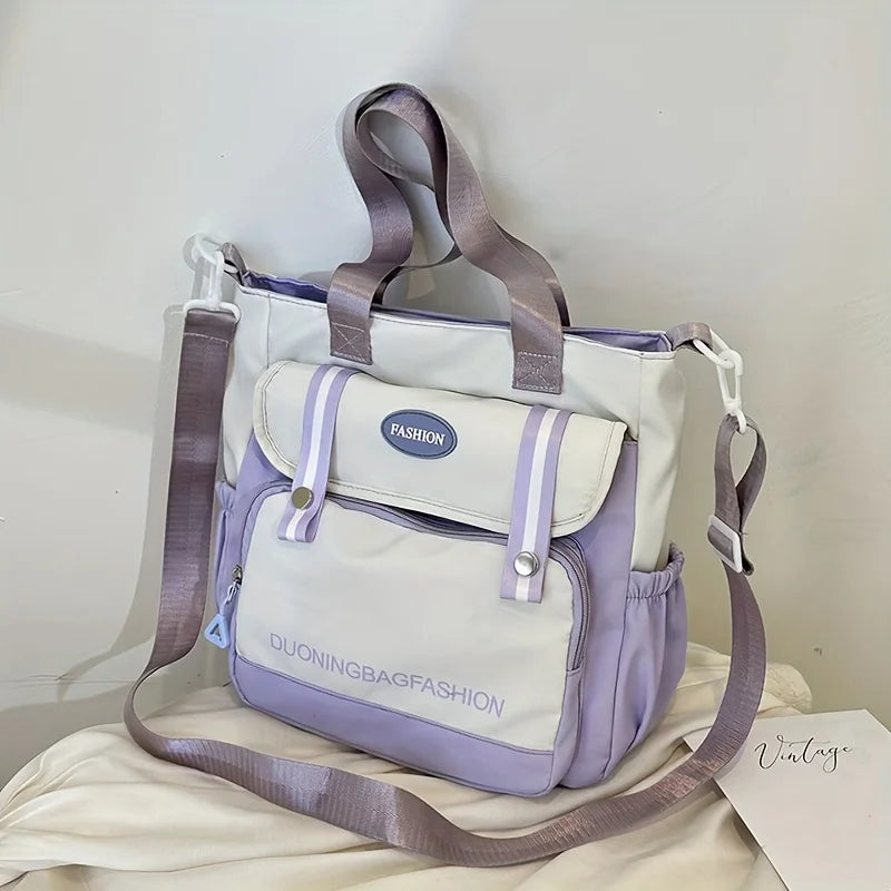 Large Unisex Messenger Bag for Students - Multi-Pocket Nylon