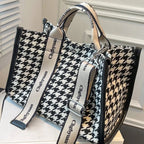 Large Houndstooth Tote Bag for Women