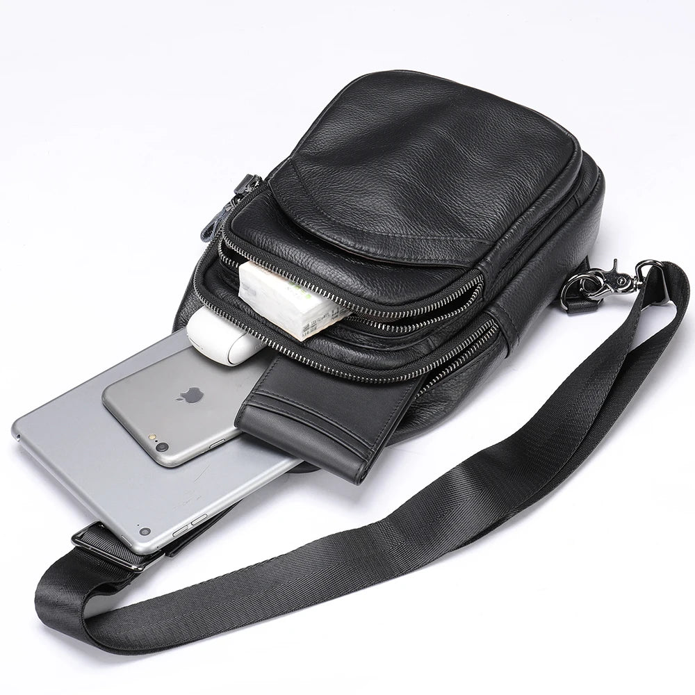 Men's Genuine Leather Sling Bag - Crossbody Chest Pack