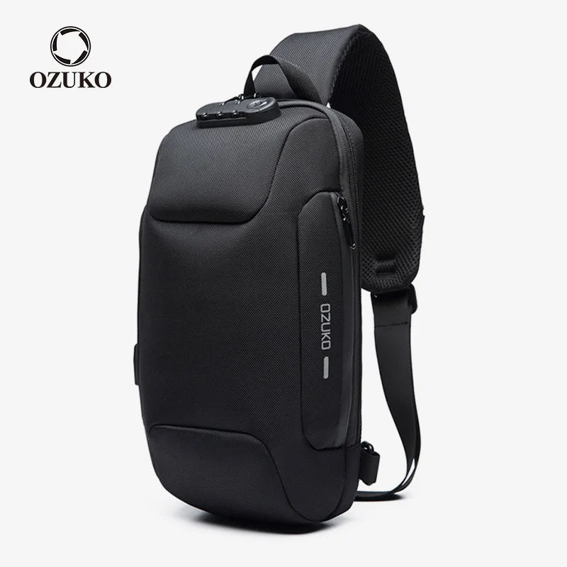 Men's Anti-Theft Sling Bag with TSA Lock & USB Port
