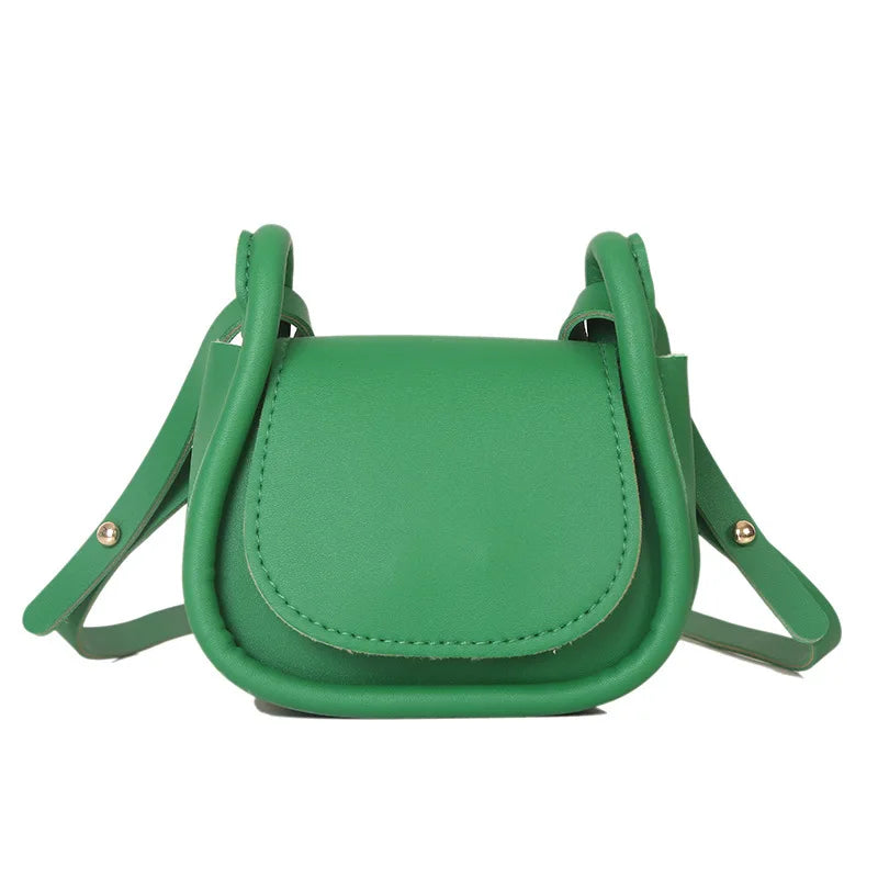Mini Saddle Crossbody Bag for Women - Candy Color PU Leather