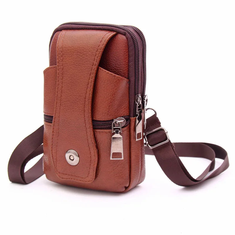 Men's Small Messenger Bag in Genuine Cowhide Leather
