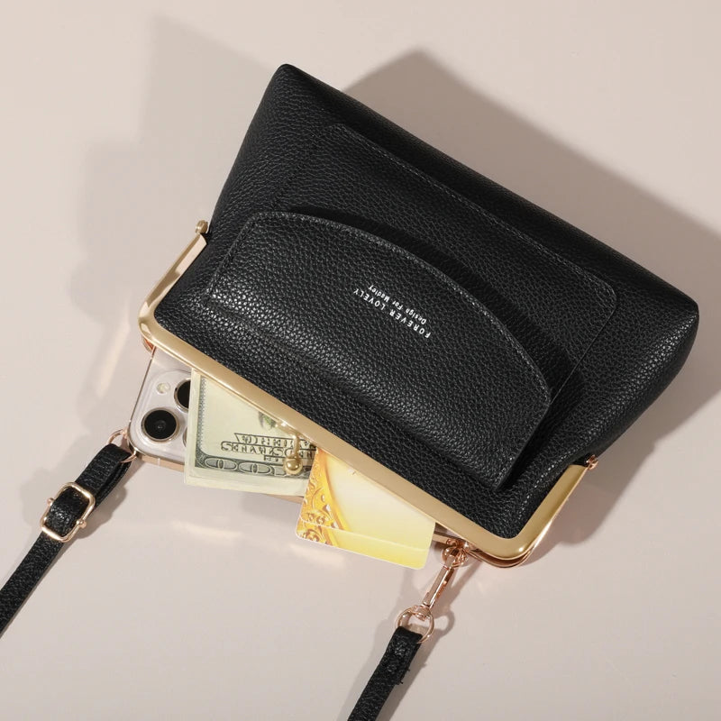 Vintage Kiss Lock Clutch Bag - Women's Mini Crossbody