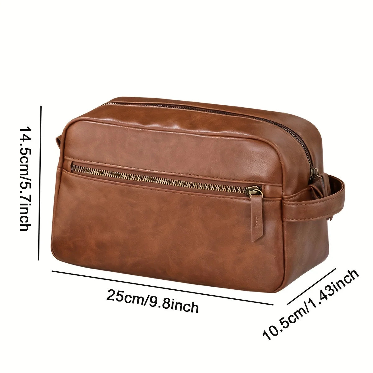 Men's PU Leather Toiletry Bag - Waterproof Travel Organizer
