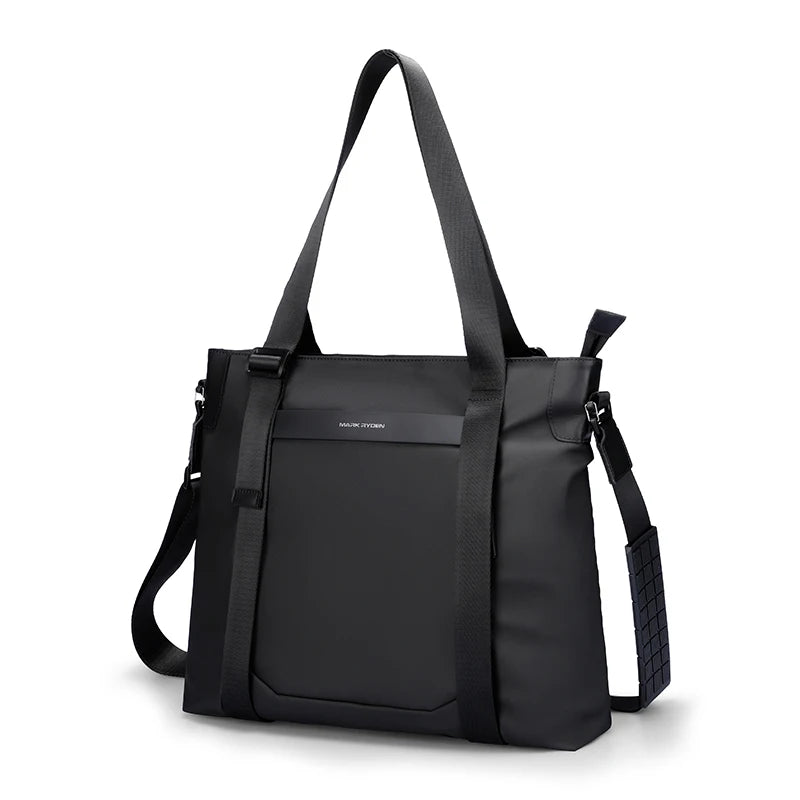 Men's Leather Messenger Bag for 14-Inch Laptop - Black