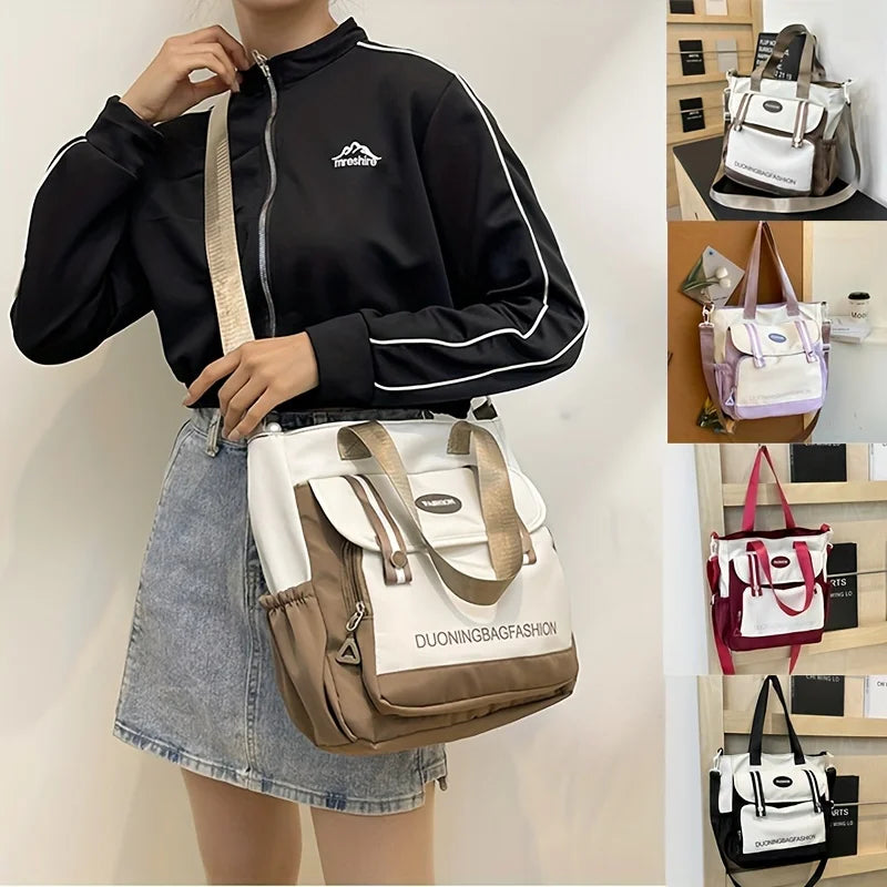 Large Unisex Messenger Bag for Students - Multi-Pocket Nylon