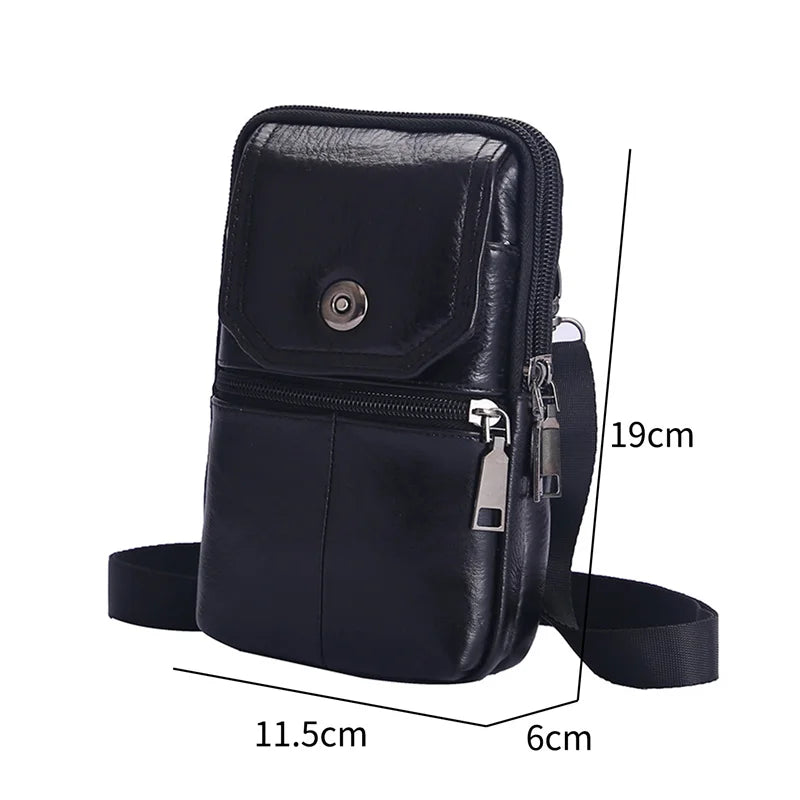Men's Small Messenger Bag in Genuine Cowhide Leather