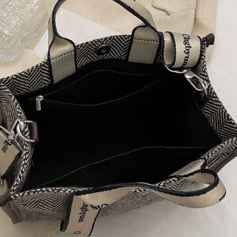 Large Houndstooth Tote Bag for Women