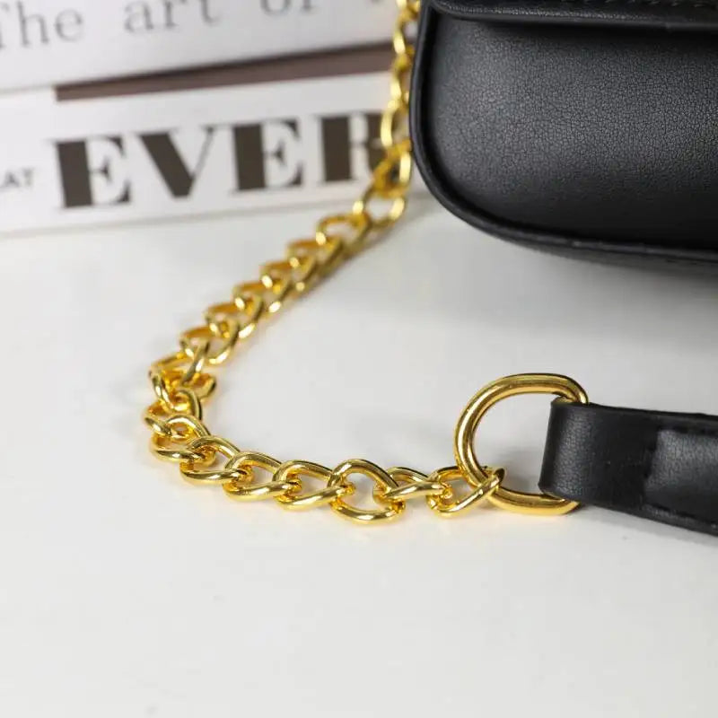 Women's Flap Crossbody Bag with Chain - Square Underarm Style