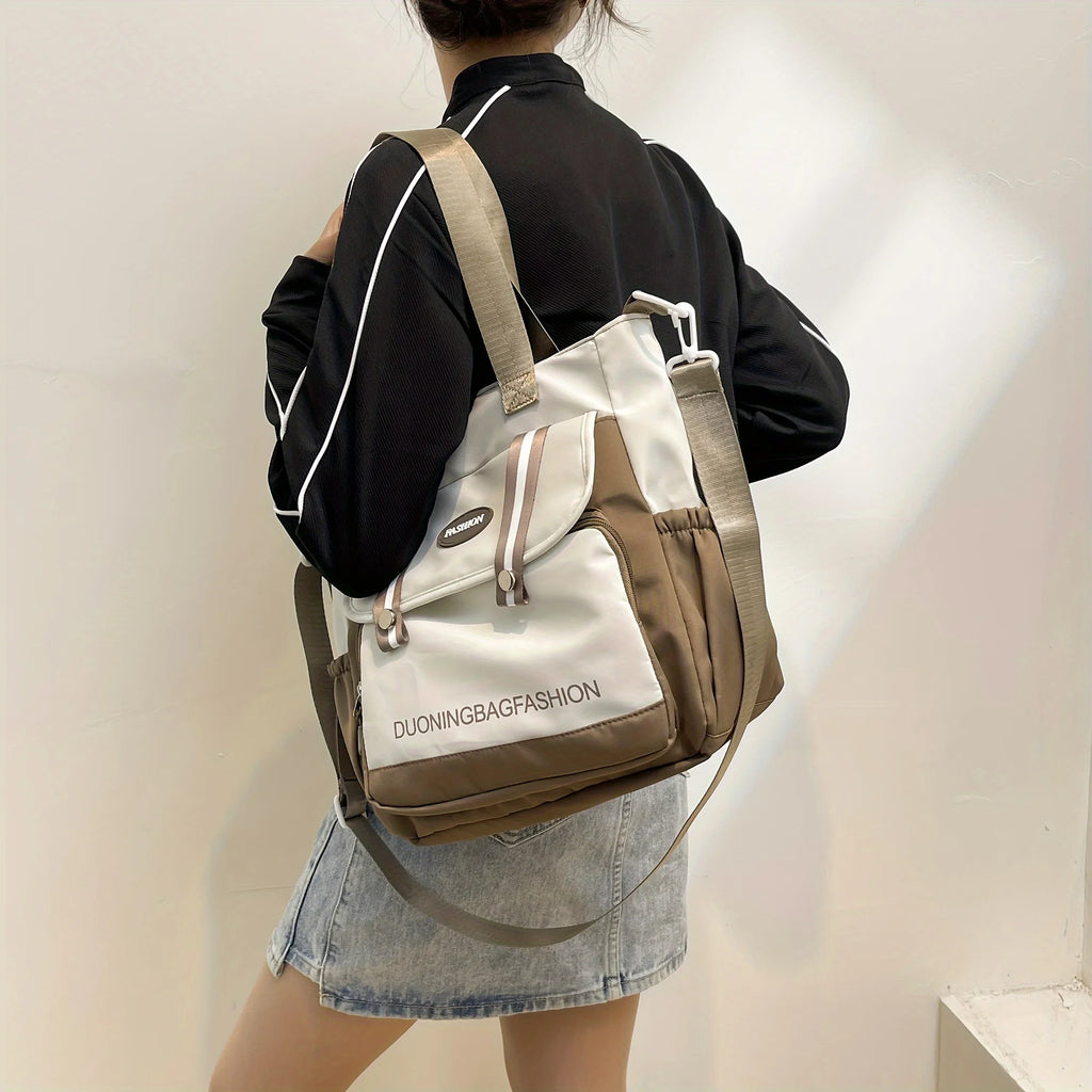 Large Unisex Messenger Bag for Students - Multi-Pocket Nylon